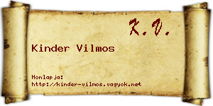 Kinder Vilmos névjegykártya